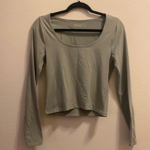 Abercombie & Fitch Green Long Sleeve Crop Top